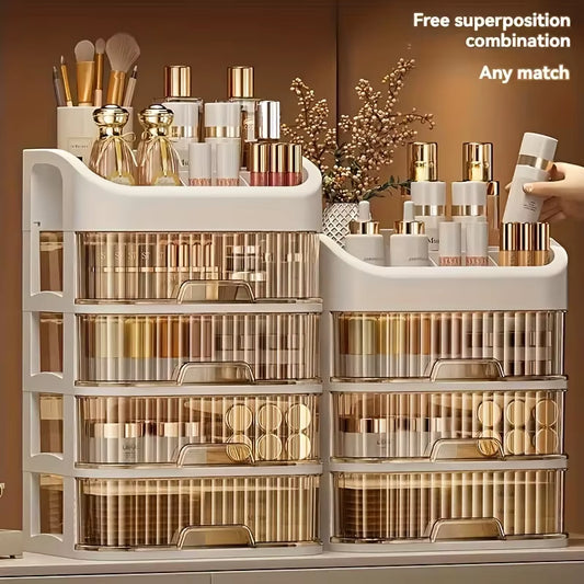 Cosmetic Storage Box Large Capacity Transparent Drawer Jewelry Makeup Storage Box Multi-Layer Multi-Functional Desktop Organizer