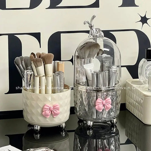360 ° Rotating Makeup Brush Holder with Eyelids, Lipstick, Eyebrows, Pencil Brush, Bucket, Makeup Storage Box, Desktop Makeup Or